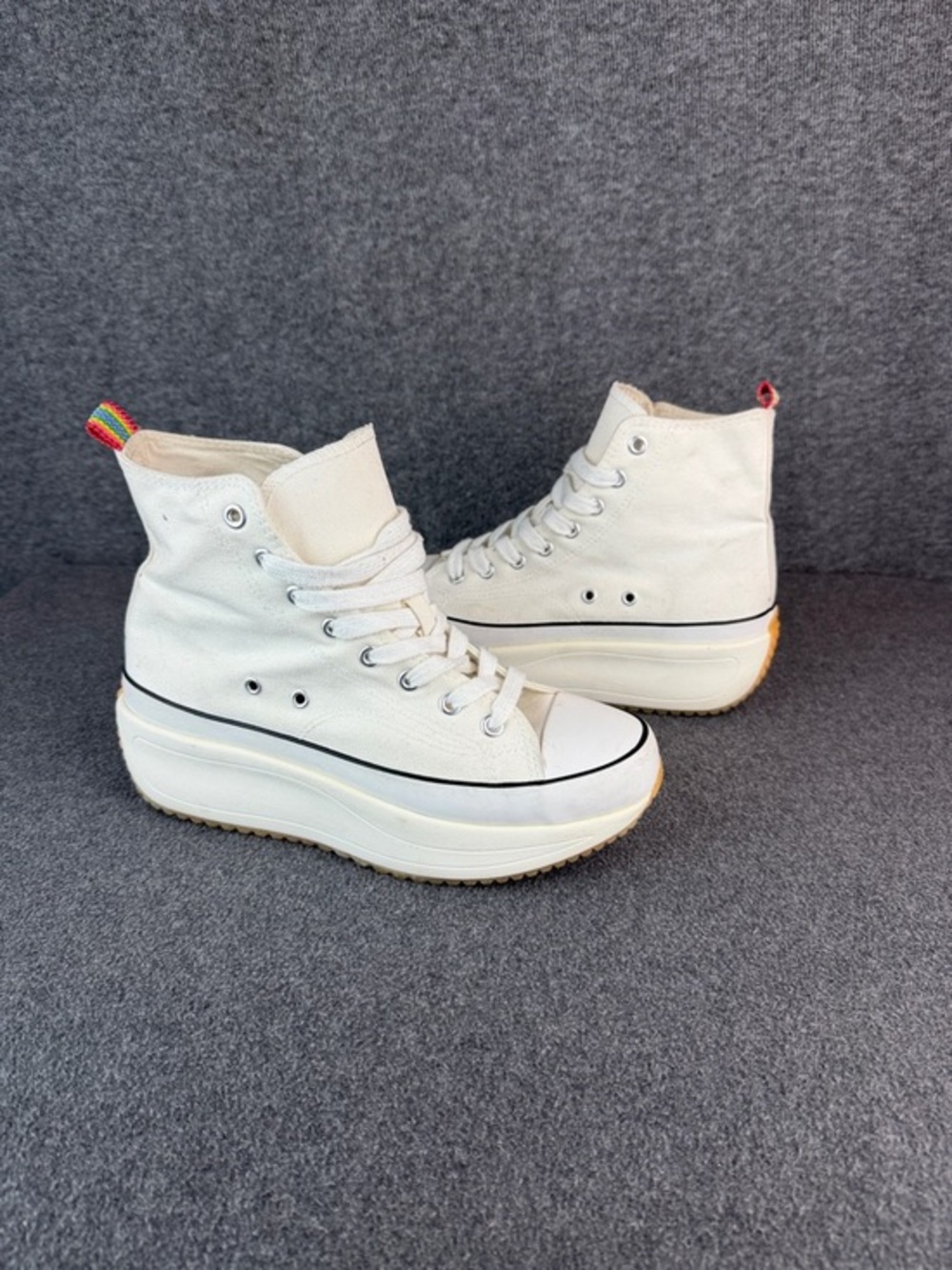 Madden Girl White Platform‎ High-Top Canvas Sneakers Size 8